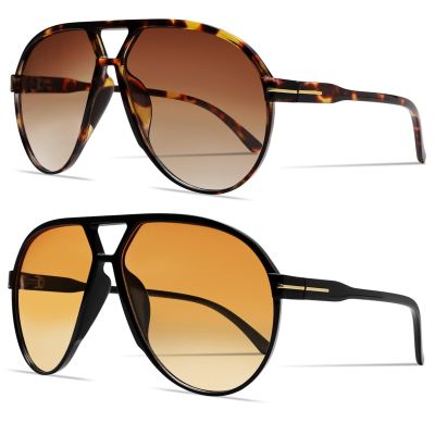 GUVIVI Retro Aviator Sunglasses for Women Men Oversized Classic 70s Vintage Trendy Square Aviators Tortoise Sun Glasses