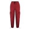 High Waist Cargo Pants Womens Fashion Baggy Parachute Wide Leg Pants Elastic Drawstring Streetwear Y2K Cargo Sweatpants view 3