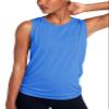 Bestisun Mesh Back Workout Athletic Tops Sports Tanks Backless Dance Pilates Shirts for Women Blue S view 2