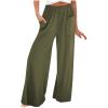 NineFit Basics Women's Casual Loose Wide Leg Pants Yoga Sweatpants Comfy High Waisted Sports Athletic Lounge Trousers with Pockets Army Green, Small view 1