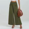 NineFit Basics Women's Casual Loose Wide Leg Pants Yoga Sweatpants Comfy High Waisted Sports Athletic Lounge Trousers with Pockets Army Green, Small view 4