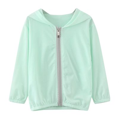 NineFit Basics Little Boys Girls Long Sleeve Summer Sun Protective Coat Solid Breathable Light Outwear Girls Boys (Green-2, 3-4 Years)