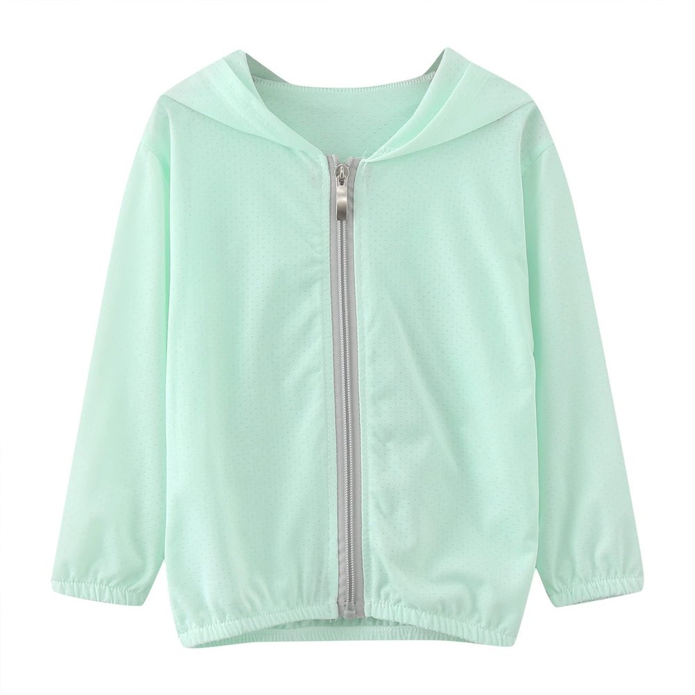 NineFit Basics Little Boys Girls Long Sleeve Summer Sun Protective Coat Solid Breathable Light Outwear Girls Boys (Green-2, 3-4 Years)