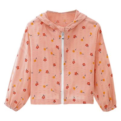 NineFit Basics Boys Girls Sun Protective Lightweight Jacket with Hood Ultra-thin Breathable Zip Cartoon Print Summer (Red-3, 5-6 Years)