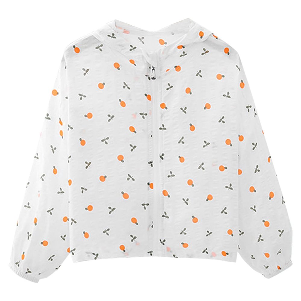 Boys Girls Sun Protective Lightweight Jacket with Hood Ultra-thin Breathable Zip Cartoon Print (White-1, 18-24 Months)