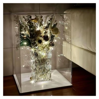 Transparent Acrylic Floristry Display Box, Customizable Size Large Plastic Display Case Dustproof Box Perspex Clear for Figurines Handmade Item, Models Statues Basketball Storage Box ( Color : White b
