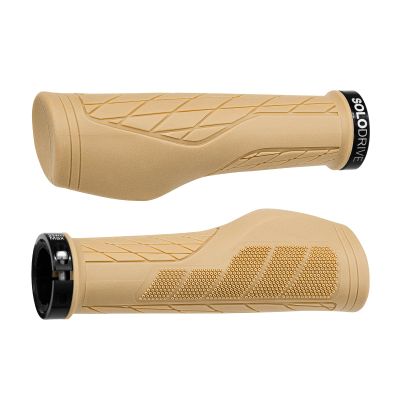 SOLODRIVE Ergonomic Design Mountain Bike Grips, Comfortable Bicycle Handlebar Grips, Single Lock-on and Non-Slip MTB Handle, Fit MTB, E-Bike, Hybrid, Scooter (Sand Storm)