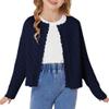 GRACE KARIN Girls Navy Sweater Cardigan Long Sleeve Cable Knit Little Kids Button Front Cropped Sweaters Size 8 view 1