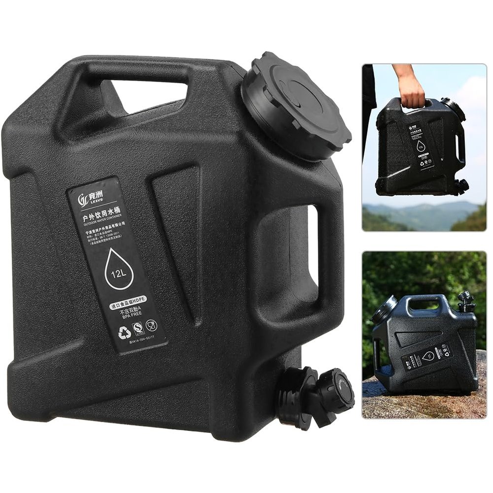 ALINUOYQ 3.2 Gallon(12L) Water Containers With Spigot, Camping Water Tank No Leakage Portable Water Jug, Multifunction Emergency Water Storage Container For Outdoor Hiking Camping Picnic Supplies