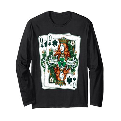 Irish Queen St Patrick's Day, Poker Queen Shamrock Women Long Sleeve T-Shirt