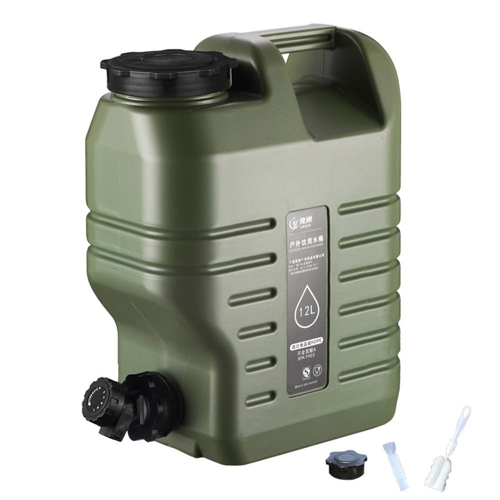 ALINUOYQ 3.2 Gallon(12L) Water Containers With Spigot, Camping Water Tank No Leakage Portable Water Jug, Multifunction Emergency Water Storage Container For Outdoor Hiking Camping Picnic Supplies