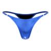 dPois Women's Glossy Micro Thong G String Bikini Bottom Swim Thongs Underwear Swimwear Beach Panty Blue Small view 1