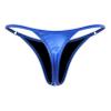 dPois Women's Glossy Micro Thong G String Bikini Bottom Swim Thongs Underwear Swimwear Beach Panty Blue Small view 2