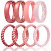Egnaro Women's Bridal Rings Sets, Inner Arc Ergonomic Breathable Design Silicone Rubber Wedding Bands view 1