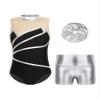 Hansber Kids Girls 3Pcs Gymnastics Outfits Sleeveless Ballet Dance Leotard Athletic Biketard Unitard with Shorts Set Silver 8 view 3