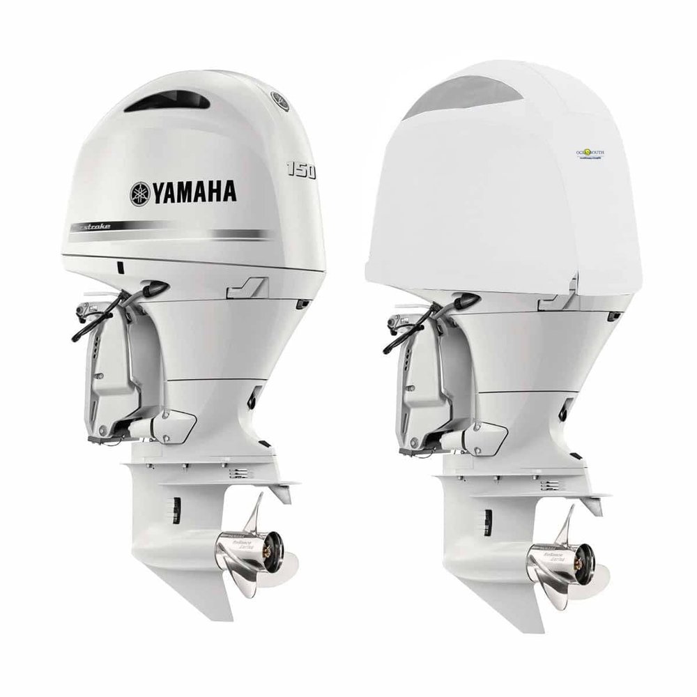 Oceansouth Custom Fit Vented Covers for Yamaha Outboard Engine (White, F150D-F200F 4CYL 2.8L (From 2015 up to 2022))