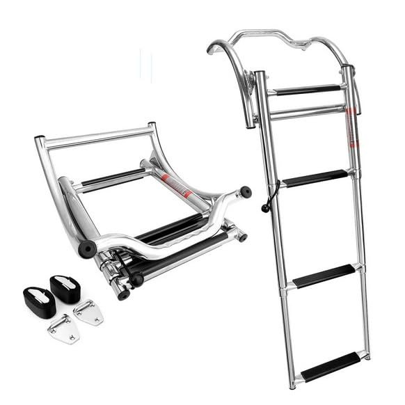 3 Step Stainless Steel Telescoping Ladder for Rib and Inflatbale Boats