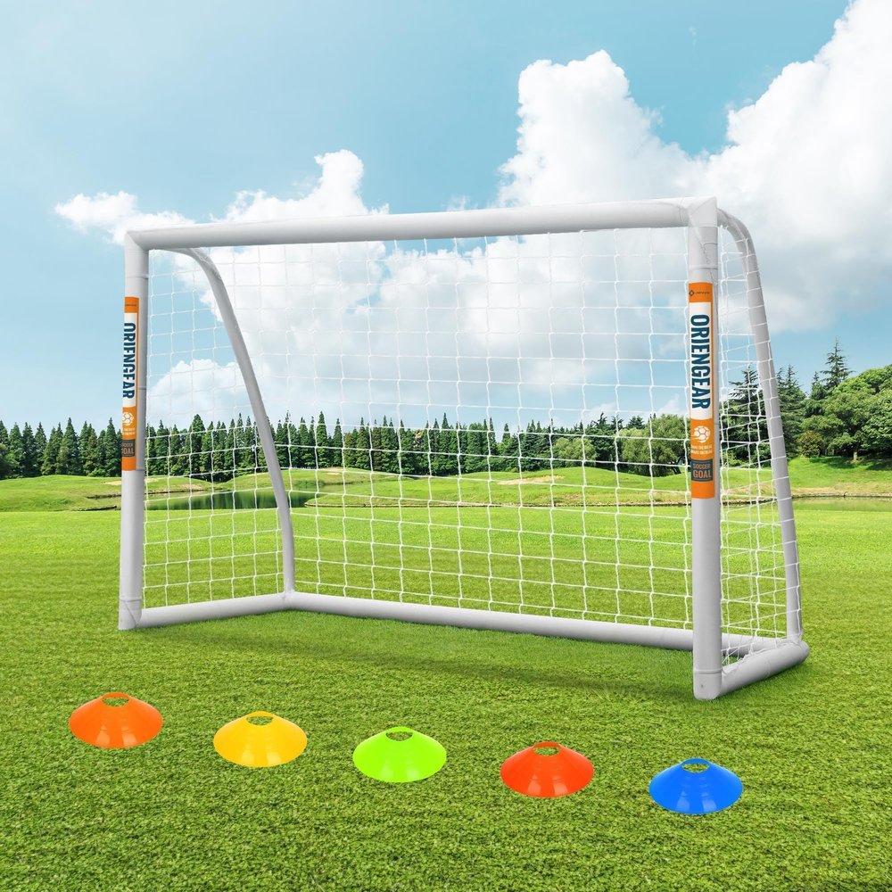 ORIENGEAR Soccer Goal, 6'x4' Full Size Soccer Goals for Backyard, Soccer Net with Training Discs, Portable Soccer Goal for Kids and Adults with 1 Carry Bag, Porterias De Futbol