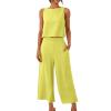 maisdgop Summer Outfits for Women Comfy Sleeveless Tank Crop Button Back Top Capri Wide Leg Pants Linen Sets with Pockets view 1