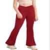 Girl's Athletic Leggings Cross High Waisted Flare Pants Yoga Bootcut Pants Solid Color Full Length Bell Bottoms view 1