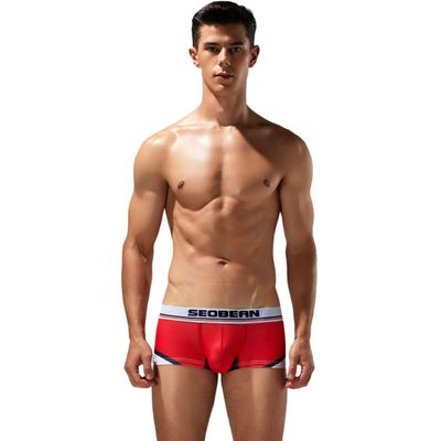 Wayonge Mens Boxers Briefs Breathable Mens Trunk Underpanties for Daily Wear Men's Underwear (Medium,Red)
