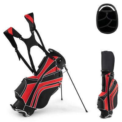 ULTIMATE Golf Stand Bag, 6 Way Top Dividers Golf Bag w/Pockets & Cooler Bag, Lightweight Portable Golf Club Bag w/Dual Shoulder Strap & Rain Hood, Golf Carry Bag for Women & Men (Red)
