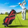 ULTIMATE Golf Stand Bag, 6 Way Top Dividers Golf Bag w/Pockets & Cooler Bag, Lightweight Portable Golf Club Bag w/Dual Shoulder Strap & Rain Hood, Golf Carry Bag for Women & Men (Red) view 2