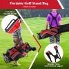 ULTIMATE Golf Stand Bag, 6 Way Top Dividers Golf Bag w/Pockets & Cooler Bag, Lightweight Portable Golf Club Bag w/Dual Shoulder Strap & Rain Hood, Golf Carry Bag for Women & Men (Red) view 4