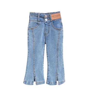 Infant Kids Girls Jeans Elastic Slim Vintage Casual Flared Pant Daily Wearing High Waist Elastic (Blue, 6-7 Years)