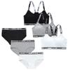 Streamzio Girls Seamless Underwear Set - Girls Bra and Underwear Sets, Training Bra with Matching Panties (6-Piece Set) (White+Gray+Black) view 1
