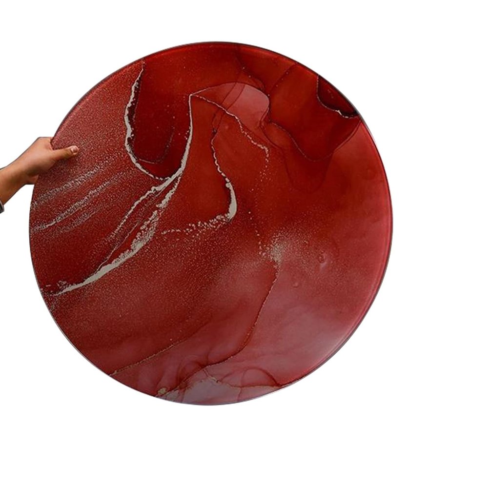 Round Glass Table Top, Imitation Marble Texture, Round Glass Dining Table Top, Round Tempered Glass Table Top, Thick Tempered Glass Round Table Top, Long Lasting Clear Glass ( Color : Red , Size : 100