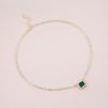 Iaceble Boho Green Emerald Choker Necklace Square Emerald Pendant Necklace Green Crystal Necklace Chain Gold Emerald Gemstone Necklace Jewelry for Women view 3