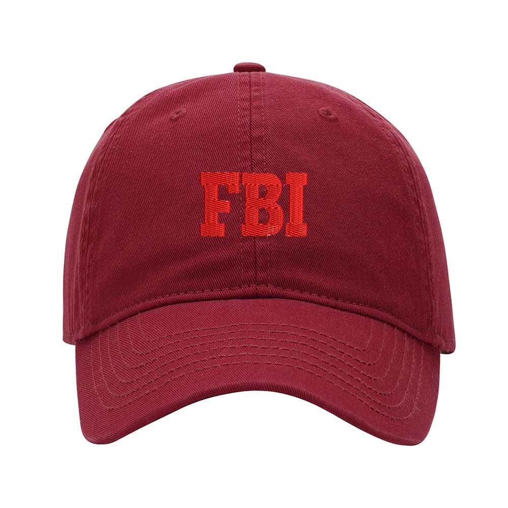 Baseball Cap Men Women FBI Embroidered Unisex Classic Adjustable Strapback Dad Hat (7 1/2,Red)