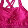 Women Tankini Swimsuit Modest Swimwear Two Piece Flowy Swimdress with Shorts Lace Eyelet Blouson Bathing Suit Hot Pink view 3