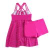 Women Tankini Swimsuit Modest Swimwear Two Piece Flowy Swimdress with Shorts Lace Eyelet Blouson Bathing Suit Hot Pink view 4