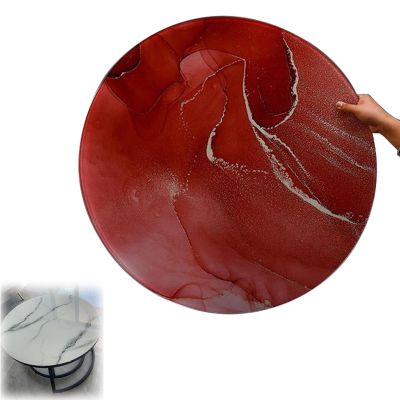 Round Tempered Glass Table Top, Round Glass Dining Table Top, Round Tempered Glass Table Top, Round Glass Table Top, Tempered Glass Table Top, Round Flat Glass, Double Tempered Glass ( Color : Red , S