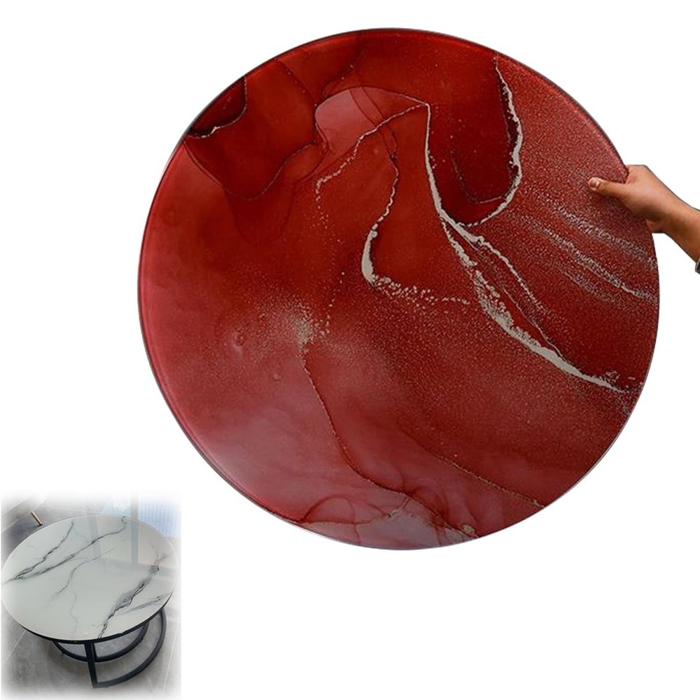 Round Tempered Glass Table Top, Round Glass Dining Table Top, Round Tempered Glass Table Top, Round Glass Table Top, Tempered Glass Table Top, Round Flat Glass, Double Tempered Glass ( Color : Red , S