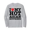 I Love My Hot Asian Boyfriend Red Heart BF Valentines Couple Long Sleeve T-Shirt view 1