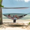 Camping Hammock, Portable Hammocks with Mosquito Net Tent and Rain Fly Tarp,Heavy Duty Tree Strap Nylon Parachute Hammock for Outdoor Backpacking Hiking Camping Traveling 440Lbs (Black+Grey) view 2