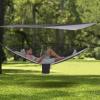 Camping Hammock, Portable Hammocks with Mosquito Net Tent and Rain Fly Tarp,Heavy Duty Tree Strap Nylon Parachute Hammock for Outdoor Backpacking Hiking Camping Traveling 440Lbs (Black+Grey) view 3