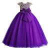 4~13 Years Baby Girls Pageant Lace Embroidery Dresses Kids Formal Dress Fly Sleeve Princess Dresses (Purple, 4-5 Years) view 1