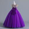4~13 Years Baby Girls Pageant Lace Embroidery Dresses Kids Formal Dress Fly Sleeve Princess Dresses (Purple, 4-5 Years) view 3