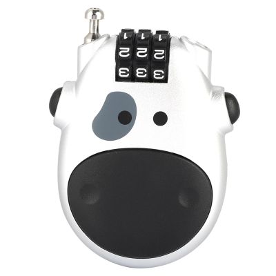 3 Digit Code Combination Lock Durable, Cute Cow Design Easy to Operate, Ideal for Pushchair, Stroller (Silver)