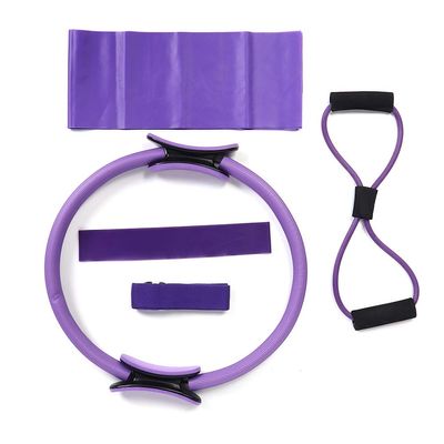 5 Pcs Yoga Fitness Set, Pilates Rings, Latex Towel, Chest Expander Rope and Stretch Belt, Comprehensive Resistance Workout Kit