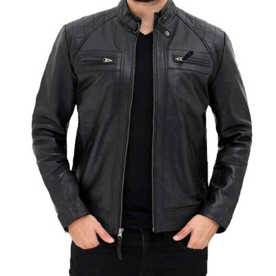 Men's Combo Gift Set Offer | Original Lambskin | Black Leather Jacket & Free Wallet (MARIAH Diamond Miami Cafe Racer D-968377, US, Alpha, XX-Large, Regular, Regular)