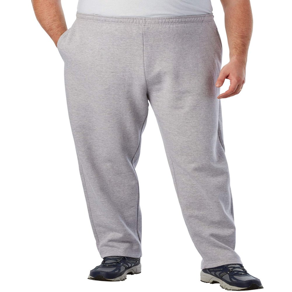 KingSize Men's Big & Tall Fleece Open-Bottom Sweatpants - 9XL, Heather Grey
