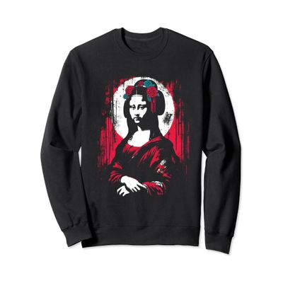 Mona-Lisa Geisha - Funny Vintage Japanese Art Graphic Sweatshirt