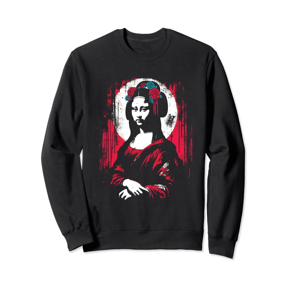 Mona-Lisa Geisha - Funny Vintage Japanese Art Graphic Sweatshirt