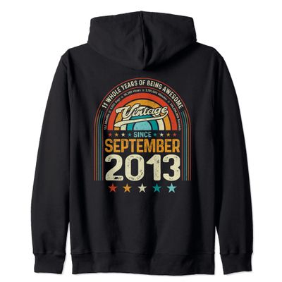11th Birthday 11 Years of Being Awesome Born September 2013 Zip Hoodie
