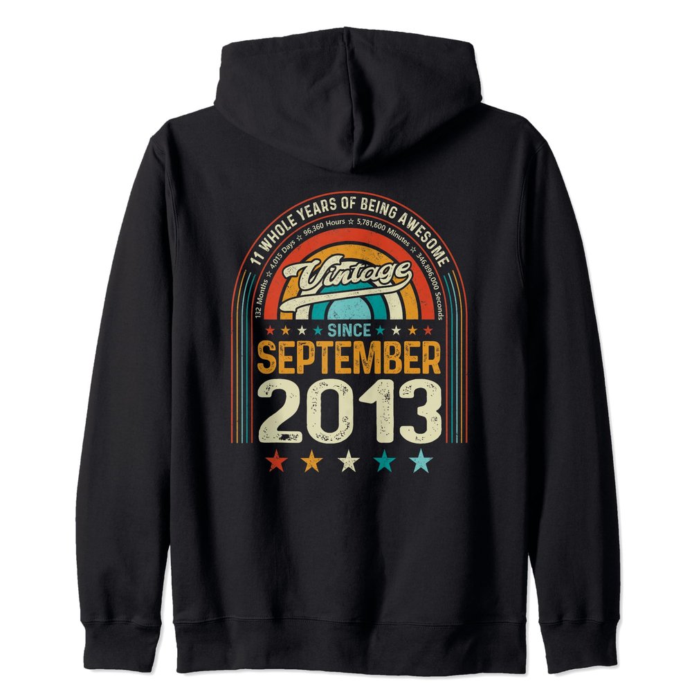 11th Birthday 11 Years of Being Awesome Born September 2013 Zip Hoodie